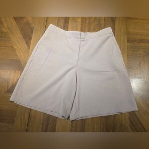 Nicole Miller Wide Leg Bermuda Tan Short  14 High Rise Flat Front Culotte Dressy